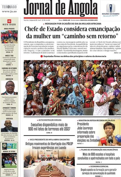 Capa Jornal De Angola De 2023 08 01