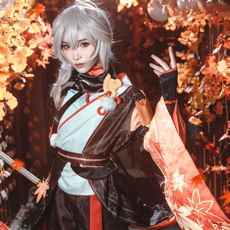 Game Genshin Impact Kazuha Cosplay Costume Fancy Kazuha Kimono Battle