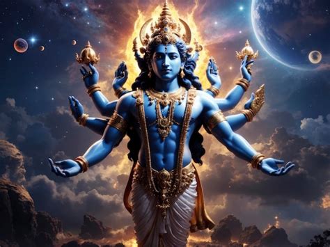 Premium Photo A Statue Of Hindu God With A Sky Background And Planets