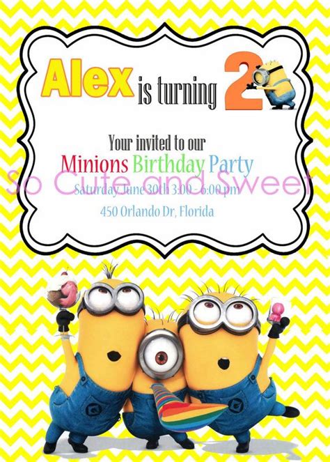 Despicable Me 2 Birthday Party Printable By Socuteandsweet On Etsy 1500 2nd Birthday