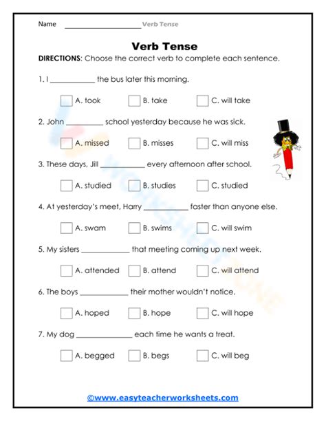 Choose The Correct Verbs Worksheet