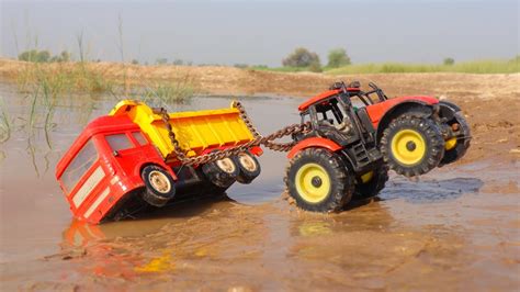 Dump Truck And Tata Truck Accident River Pulling Out Mahindra Tractor