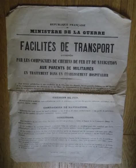 Affiche Minist Re De La Guerre Transport Des Parents De Militaires Aux