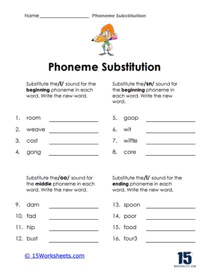 Phoneme Substitution Worksheets 15