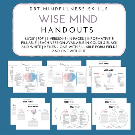 Wise Mind Dbt Skill Handouts Etsy