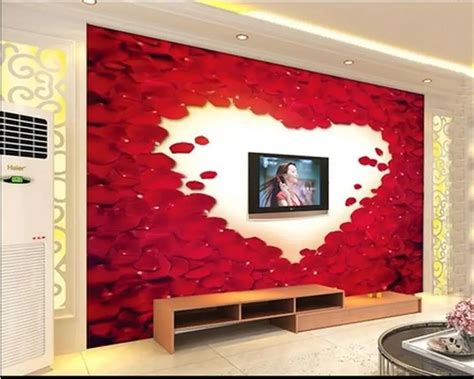 3d Wallpaper Custom Room Photo Wallpaper Mural Living Room Red Rose Heart Shaped 3d Painting Tv