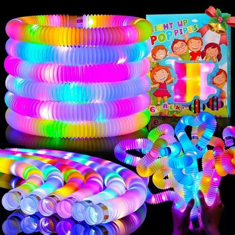 Pack Pop Tubes Lumineux Fidget Jouets Sensoriels De Tuyau Pour Enfant