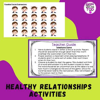 Healthy Relationships Activities by Sign with me TOD | TPT