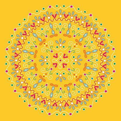 Colorful Kolam Stock Illustration - Download Image Now - Art, Art And ...