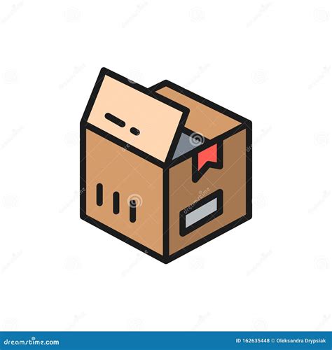 Open Box Parcel Delivery Flat Color Icon Stock Vector Illustration