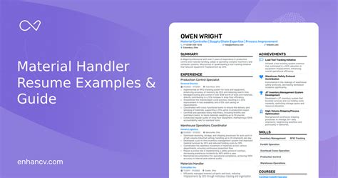 5 Material Handler Resume Examples And Guide For 2024