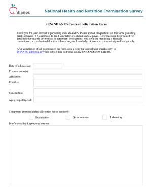 Fillable Online Wwwn Cdc Nhanes New Content Solicitation Form