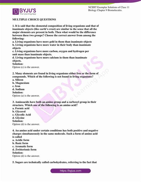 Ncert Exemplar Solution For Class Biology Chapter Check Out The