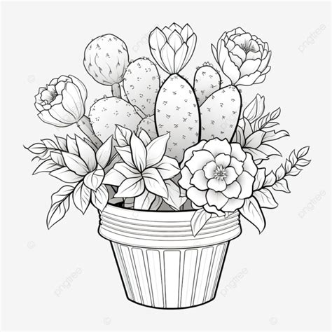 Dibujo De Planta De Cactus Para Colorear Png Cactus Planta Maceta