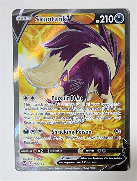 Pokemon Silver Tempest Skuntank V Full Art 180 195 Hobbies Toys