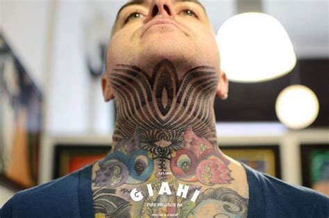 Neck Wave Lines Dotwork tattoo by Andy Cryztalz - Best Tattoo Ideas Gallery