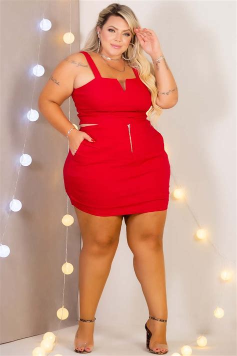 Conjunto Plus Size Cropped E Saia Short Em Bengaline Vermelho Vk Moda