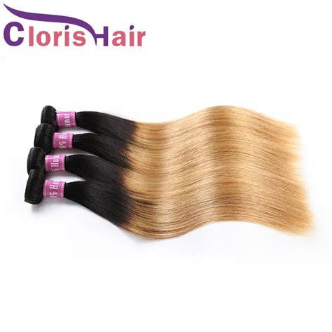 Dark Roots Honey Blonde Straight Hair Weaves Virgin Brazilian Malaysian Human Hair 3 Bundles