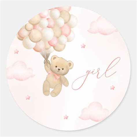 Teddy Bear Gender Reveal Girl Classic Round Sticker Zazzle In 2024