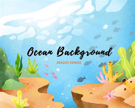 Watercolor Ocean Background Clipart / Coral Reef Clipart / - Etsy