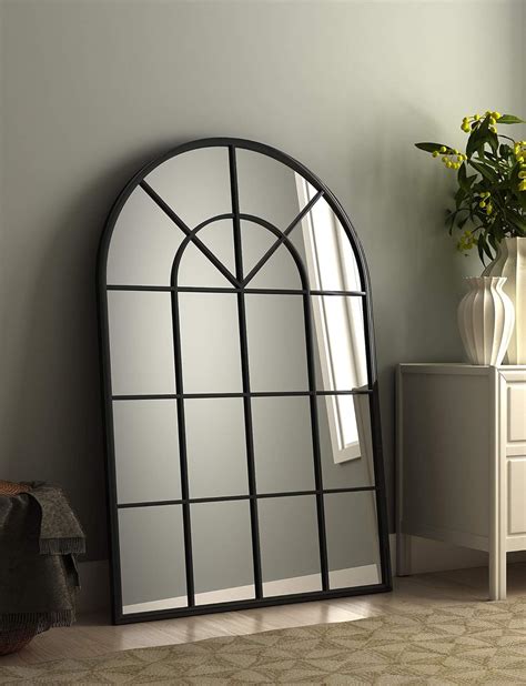 Espejos De Pared Para Ventana Con Arco Negro Marco De Metal Grande De