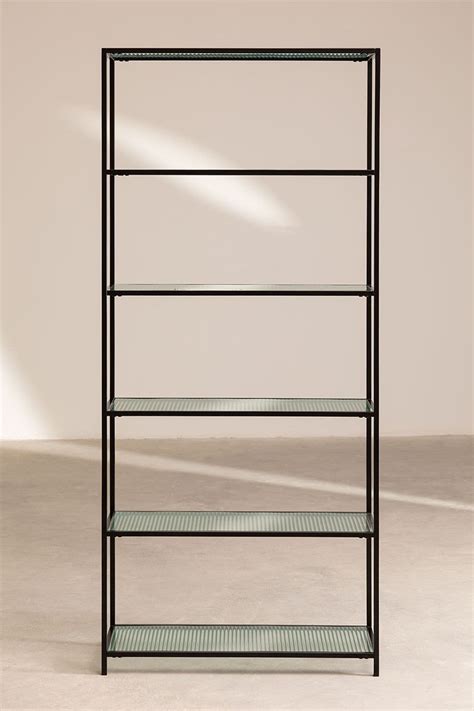 Metal And Glass Shelving Unit Black
