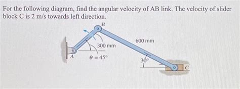 Solved For The Following Diagram Find The Angular Velocity Chegg