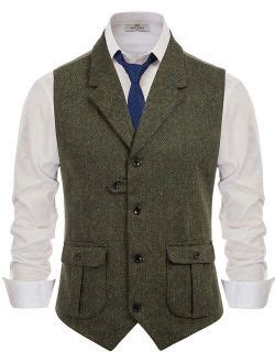 Buy PJ PAUL JONES Men S Herringbone Tailored Collar Waistcoat Wool