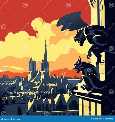 Cathedral Of Notre Dame Paris France Vector Illustration Stock Illustration Illustration Of