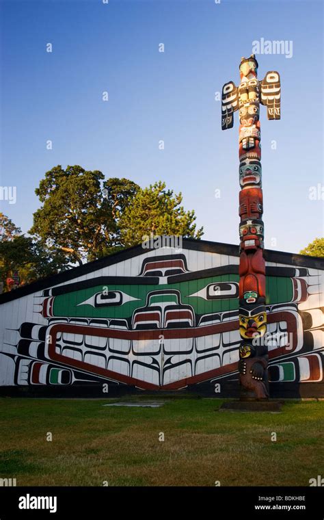 Totem Poles In Thunderbird Park Downtown Victoria Vancouver Island