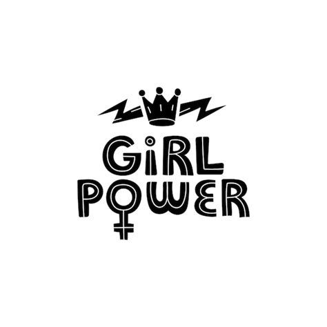 Premium Vector Girl Power Vector Hand Drawn Lettering With Crown And