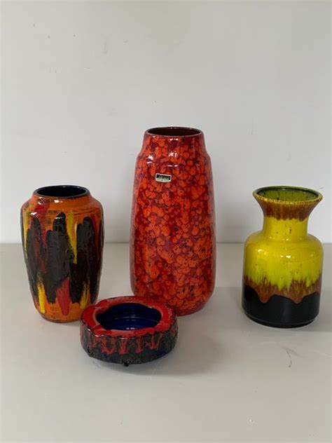 Jasba Scheurich Three Vintage Vases And Ashtray Catawiki