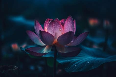 Premium AI Image A Lotus Flower In The Dark