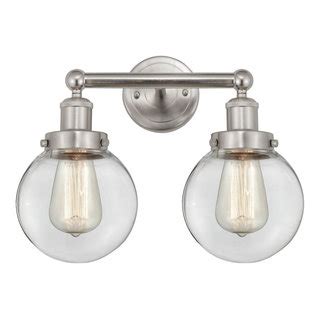 Small Edison Beacon Bath Vanity Light Brushed Satin Nickel Clear