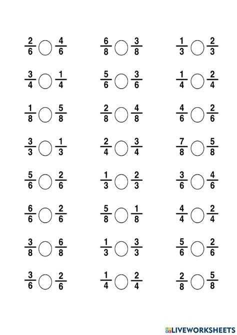 Comparing Fractions Worksheet Worksheets Library