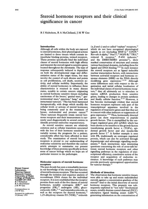 Steroid Hormone Receptors And Their Clinical Significance In Cancer