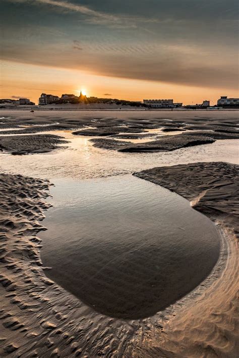 Sunset on Berck Beach in Summer Stock Photo - Image of ocean, sunset ...