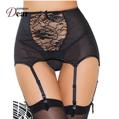 Comeondear Plus Size Sex Lace Garter Belt Lace Suspender Thigh Highs