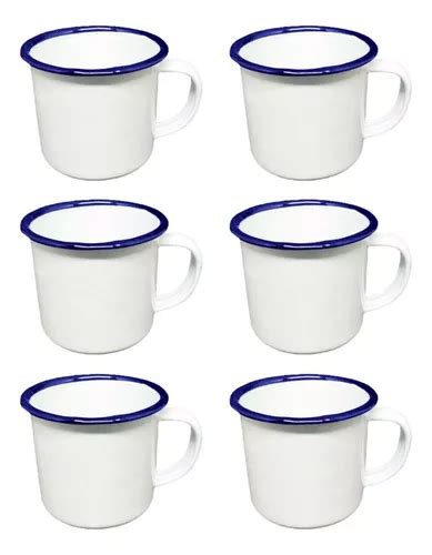 Caneca Esmaltada Branca Pequena Mini 80ml Chá Café 6 Peças MercadoLivre