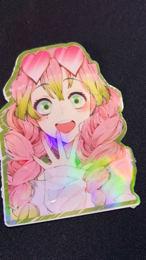 Mitsuri Cute Holographic Demon Slayer Sticker Etsy