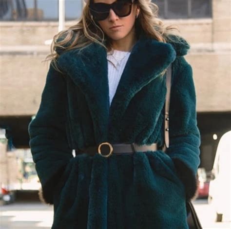 Kelly Green Faux Fur Open Front Long Sleeve Coat MyFashionMyTrends