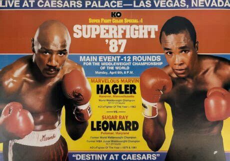 Hagler Vs Leonard Caesars Palace Boxing Fight Poster