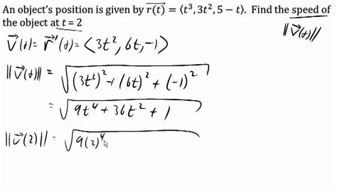 Speed Using A Vector Function Youtube