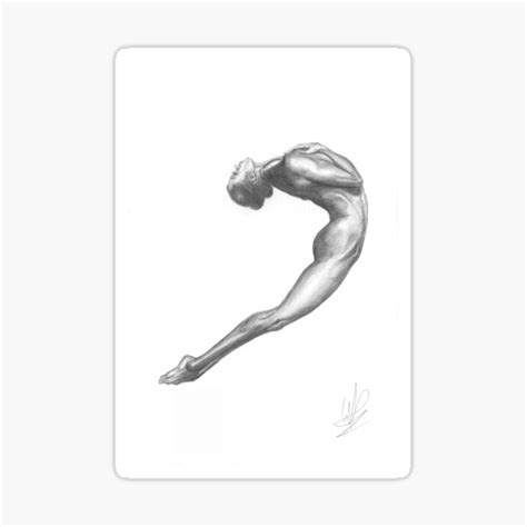 Pencil Sketch Of A Nude Woman Diving Sticker For Sale By Adellatorre1978 Redbubble