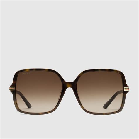 Low Nose Bridge Fit Square Sunglasses In Dark Tortoiseshell Acetate