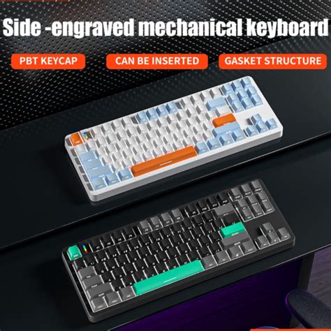Furycube G Gasket Hot Swappable Wired Side Engraved Mechanical Keyboard White Blue Vibe Gaming