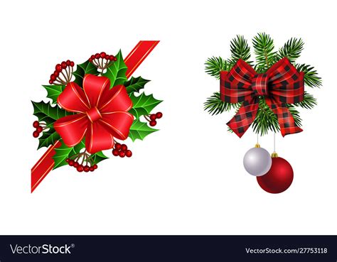 Christmas decorations with fir tree Royalty Free Vector