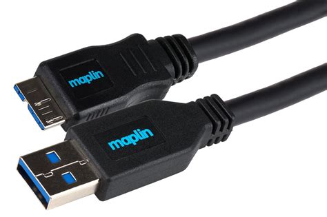 Maplin Usb A To Micro Usb B V3 Super Speed Cable Black Cables