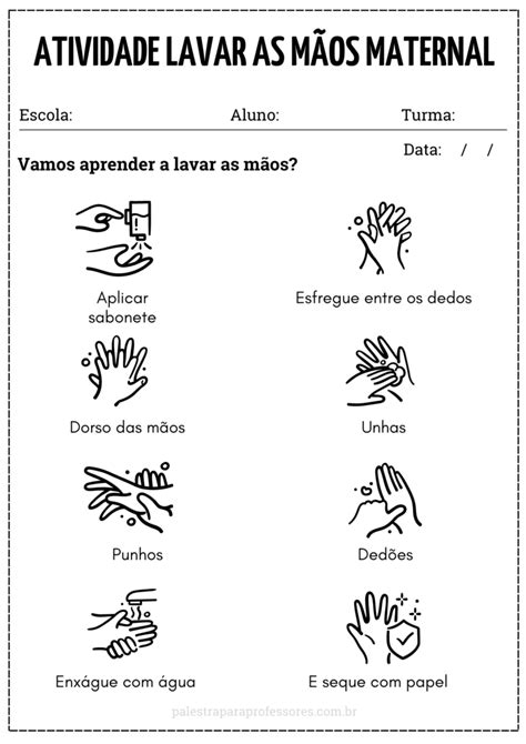 Atividade Lavar As M Os Maternal Desenhos Para Imprimir E Colorir