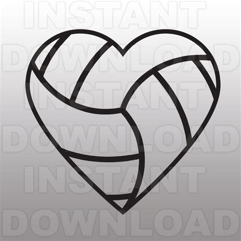 Volleyball Heart Svg File Cutting Template Clip Art For